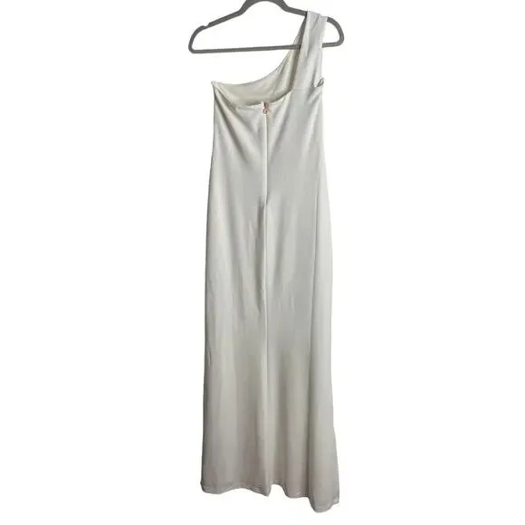 Nookie Bliss Cut Out Gown Maxi Dress One Shoulder Cut-Out Front High Slit Large